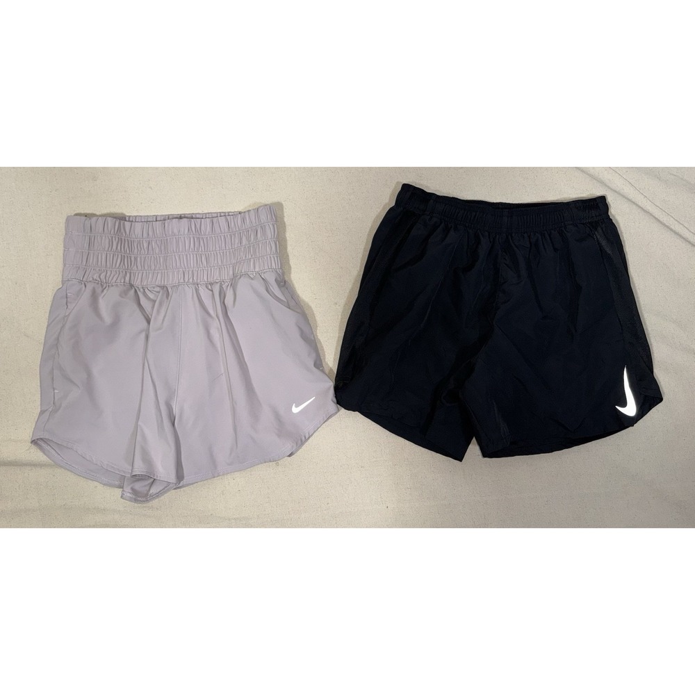 NIKE Dri Fit Lot of 2 Running Shorts Women's Size Small S Black Beige High Waist